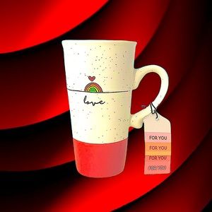 Tall oversized “love” rainbow mug